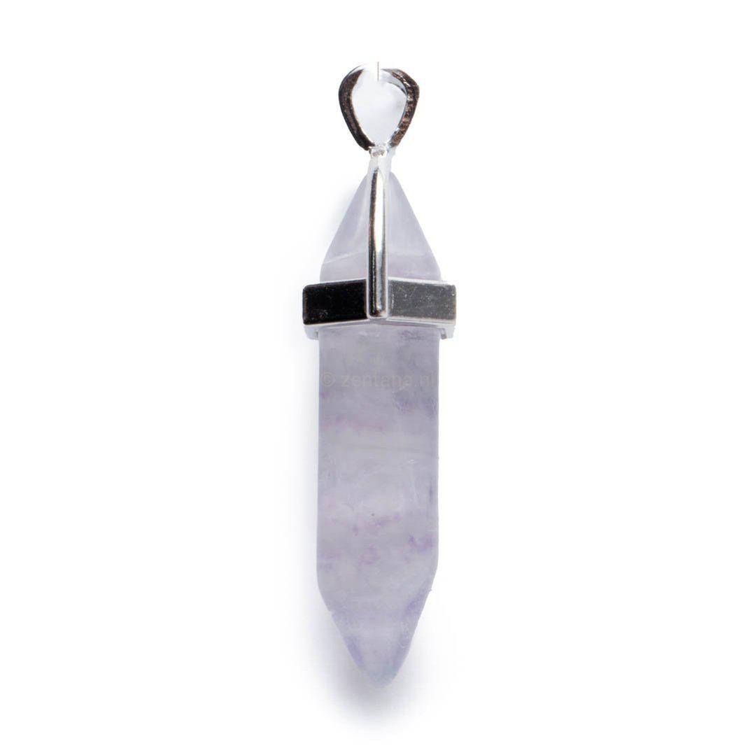 Ketting Hanger - Geslepen Fluoriet Hanger - Dubbelpunt Edelsteen Staafje - Balans-Dubbelpunt fluoriet hanger-Zentana