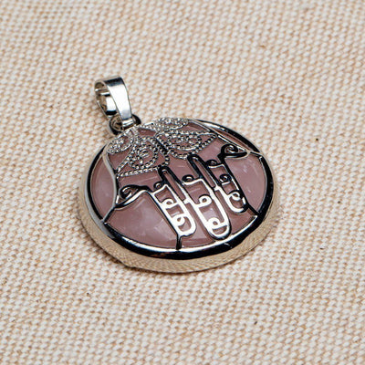 Ketting Hanger - Hamsa Gelukshandje - Rozenkwarts Edelsteen - Geluk-Hamsa hanger rozenkwarts-Zentana