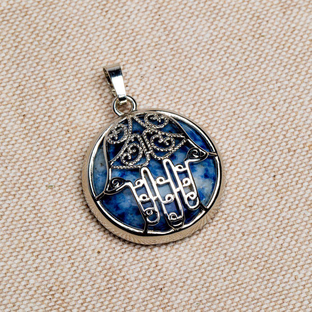 Ketting Hanger - Hamsa Gelukshandje - Sodaliet Edelsteen - Bescherming-Hamsa hanger sodaliet-Zentana