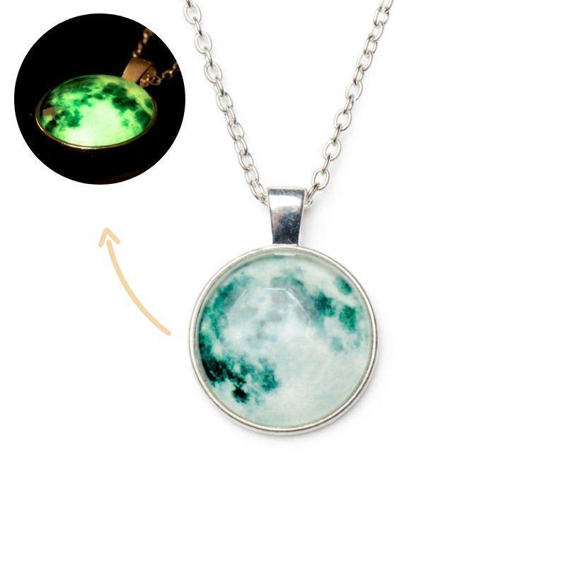 Maan Ketting - Lichtgevend - Zilver-Ketting-Zentana