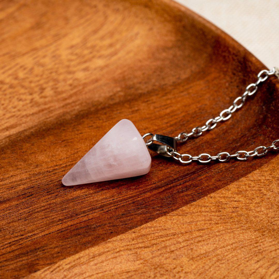 Pendelketting - Rozenkwarts Pendel - Ketting & Edelsteen Hanger - Inzicht-Pendel ketting rozenkwarts-Zentana