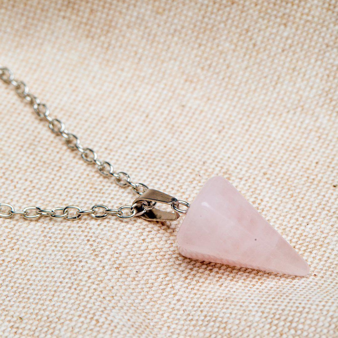 Pendelketting - Rozenkwarts Pendel - Ketting & Edelsteen Hanger - Inzicht-Pendel ketting rozenkwarts-Zentana