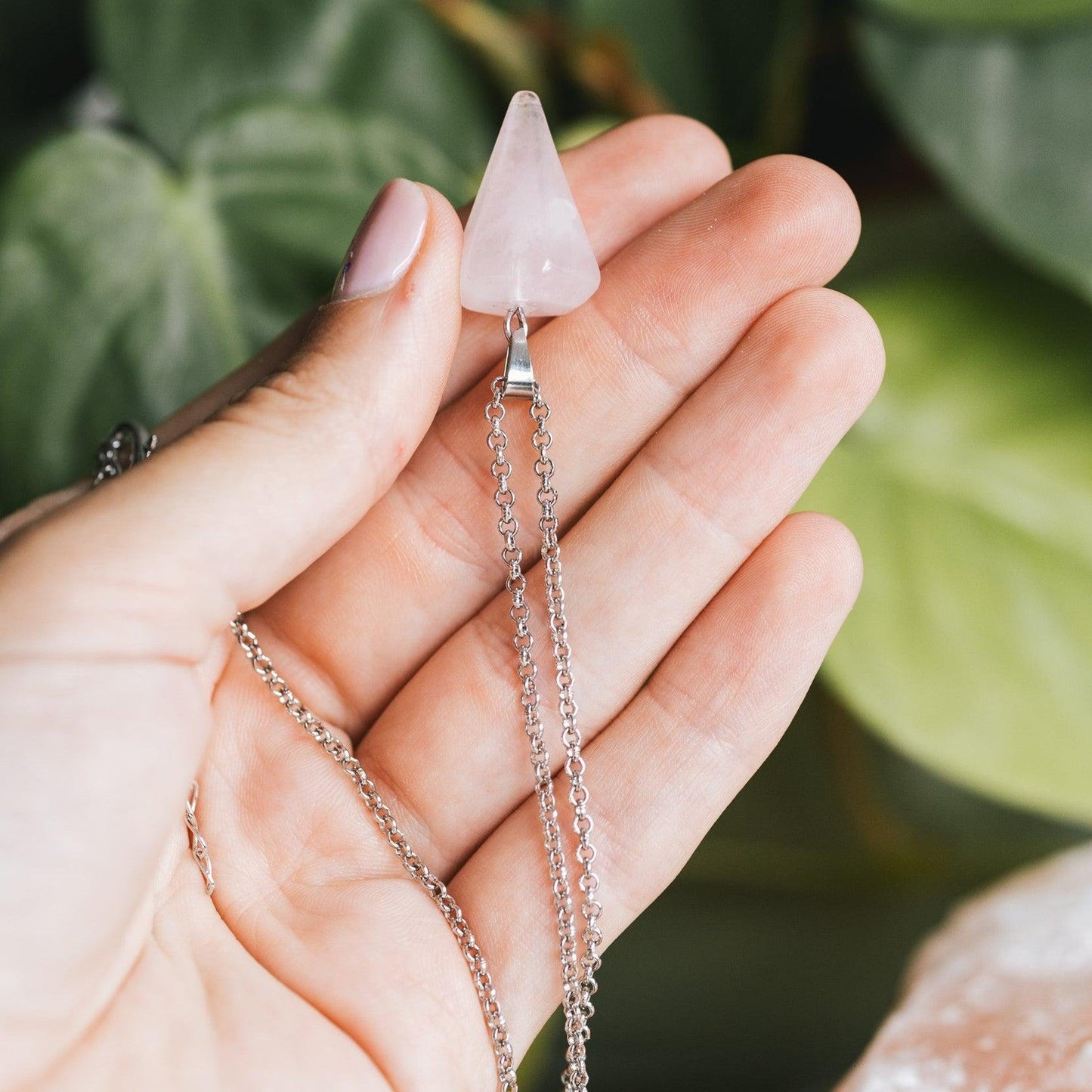 Pendelketting - Rozenkwarts Pendel - Ketting & Edelsteen Hanger - Inzicht-Pendel ketting rozenkwarts-Zentana
