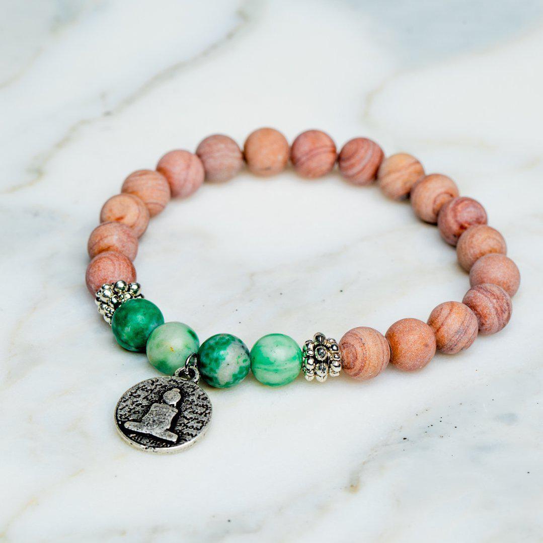 Rhodochrosiet Armband - Boeddha Bedeltje - Geduld-Armband rhodochrosiet-Zentana