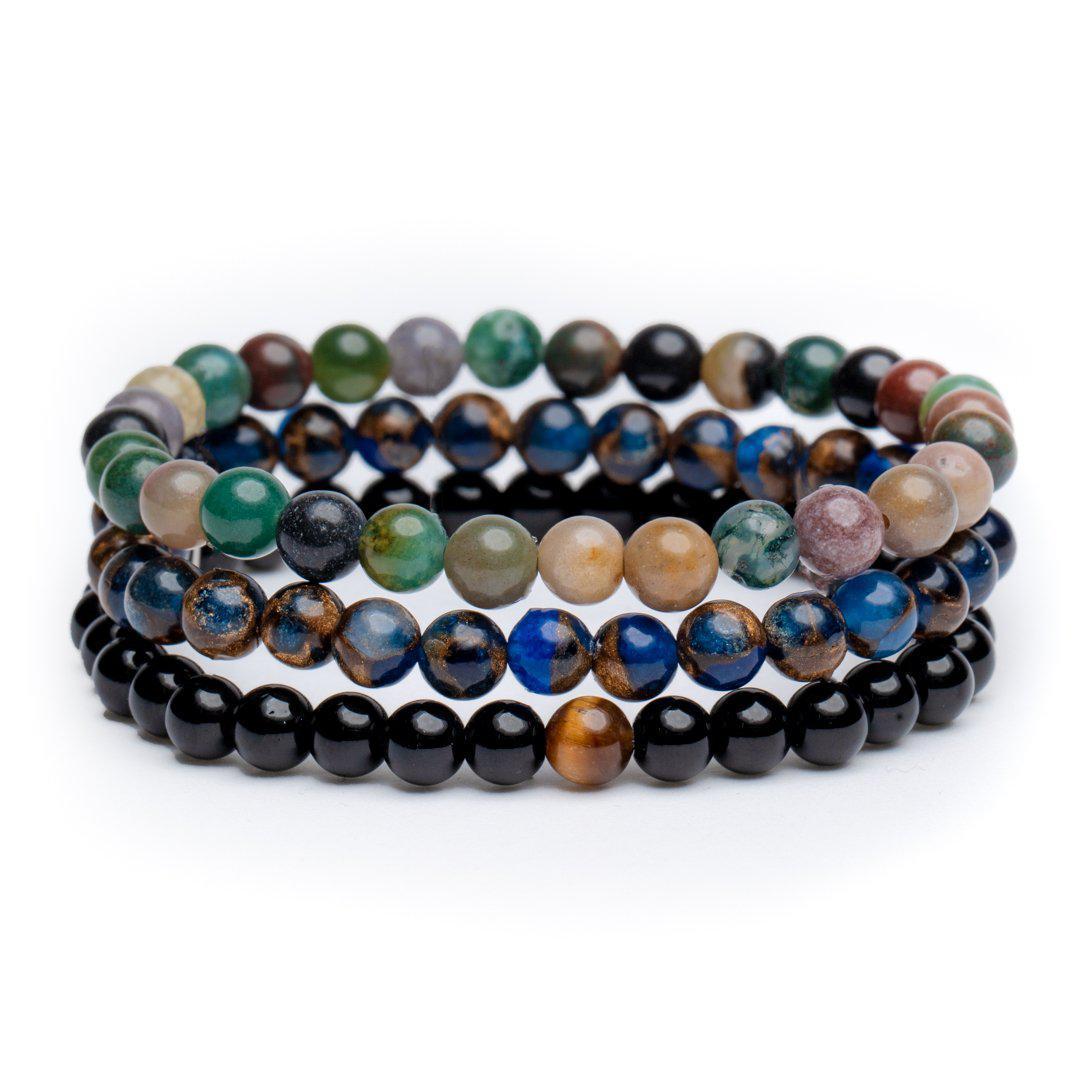 3er-Set – Balance-Armbänder – Achat und Tigerauge – Einblick