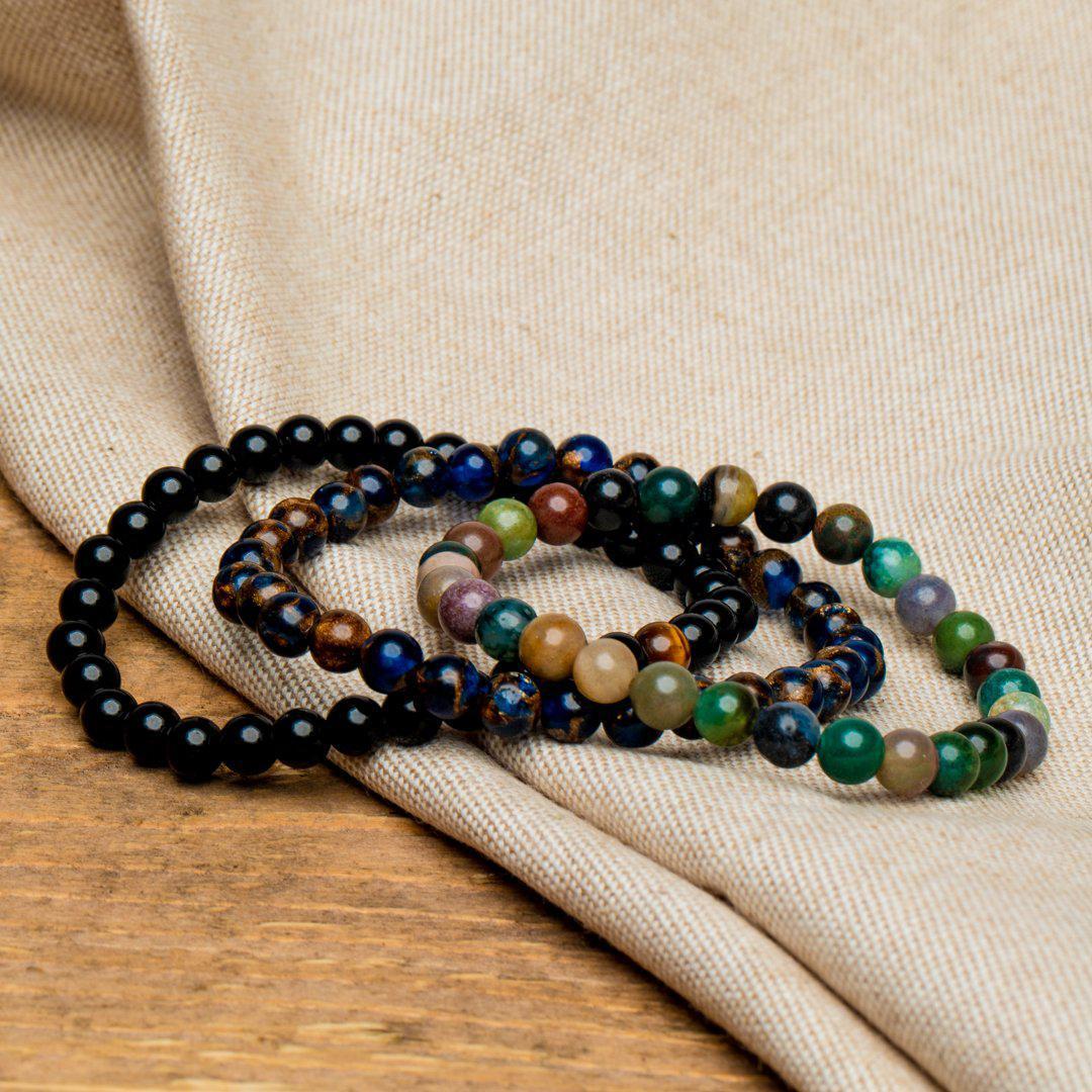 Set van 3 - Balans Armbanden - Agaat & Tijgeroog - Inzicht-Balans armband-S 180mm-Zentana