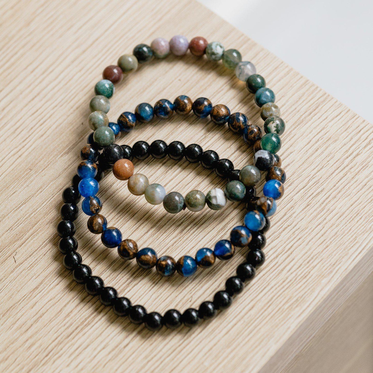 3er-Set – Balance-Armbänder – Achat und Tigerauge – Einblick
