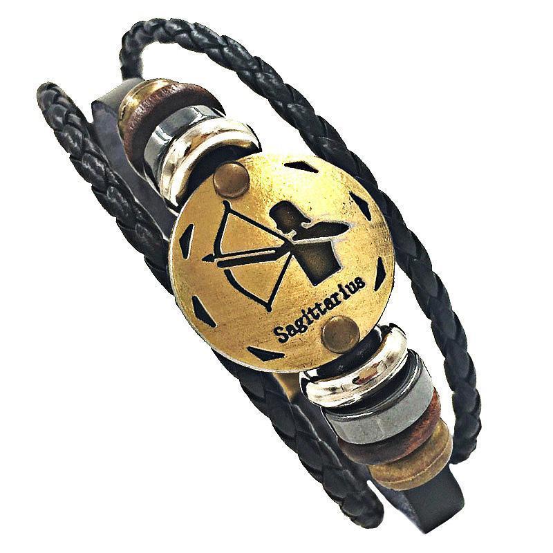 Sterrenbeeld Armband - Leer & Aluminium-brons-Sterrenbeeld armband-Boogschutter-Zentana