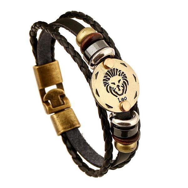 Sterrenbeeld Armband - Leer & Aluminium-brons-Sterrenbeeld armband-Leeuw-Zentana
