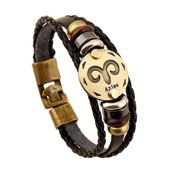 Sterrenbeeld Armband - Leer & Aluminium-brons-Sterrenbeeld armband-Ram-Zentana
