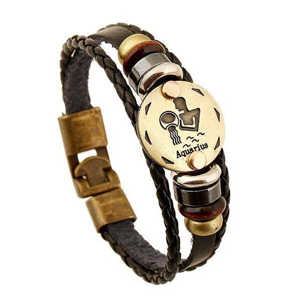 Sterrenbeeld Armband - Leer & Aluminium-brons-Sterrenbeeld armband-Waterman-Zentana