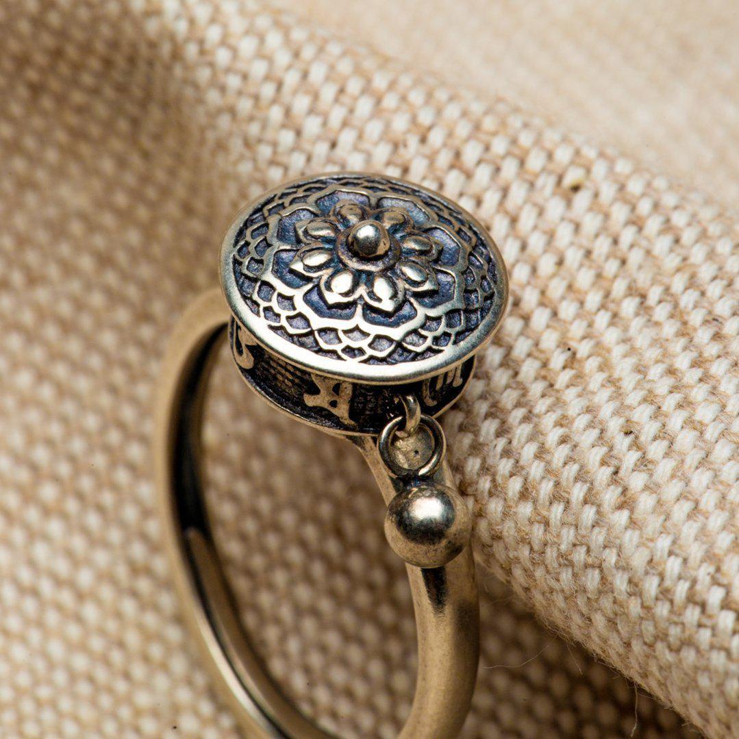Tibetaanse Lotus Mandala Ring - 925 sterling zilver - Gebedsmolen - Geluksring-Ring Mandala-Zentana