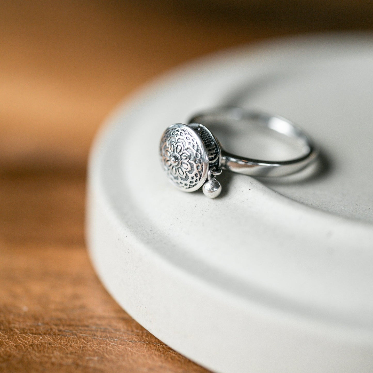 Tibetaanse Lotus Mandala Ring - 925 sterling zilver - Gebedsmolen - Geluksring-Ring Mandala-Zentana