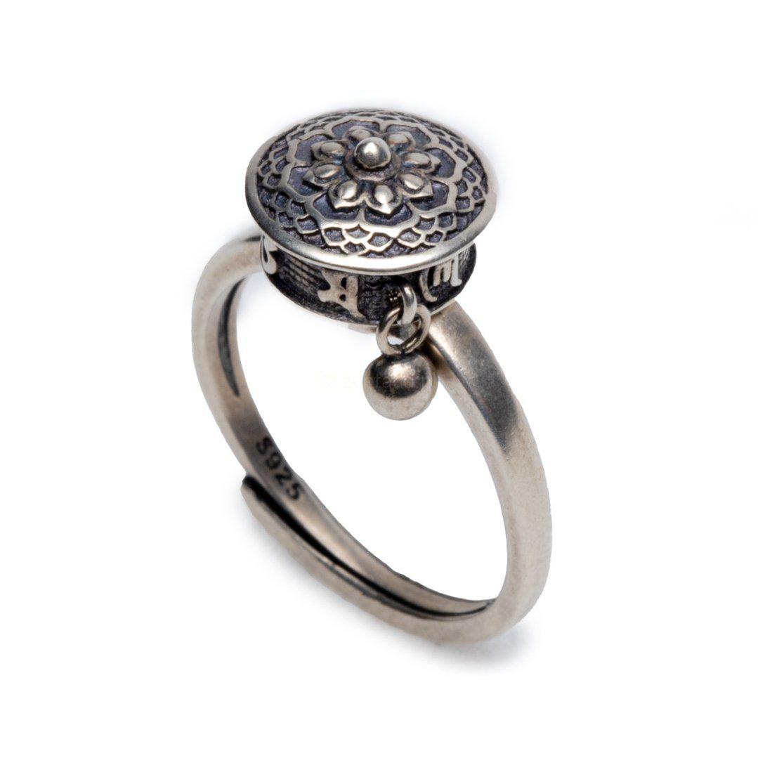 Tibetaanse Lotus Mandala Ring - 925 sterling zilver - Gebedsmolen - Geluksring-Ring Mandala-Zentana