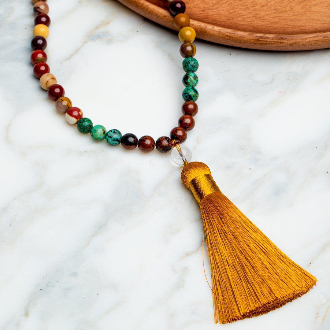 Tibetaanse Mala Handgemaakt - Ketting Verschillende Edelstenen - Mookaiet - Balans-Mala edelstenen-Zentana