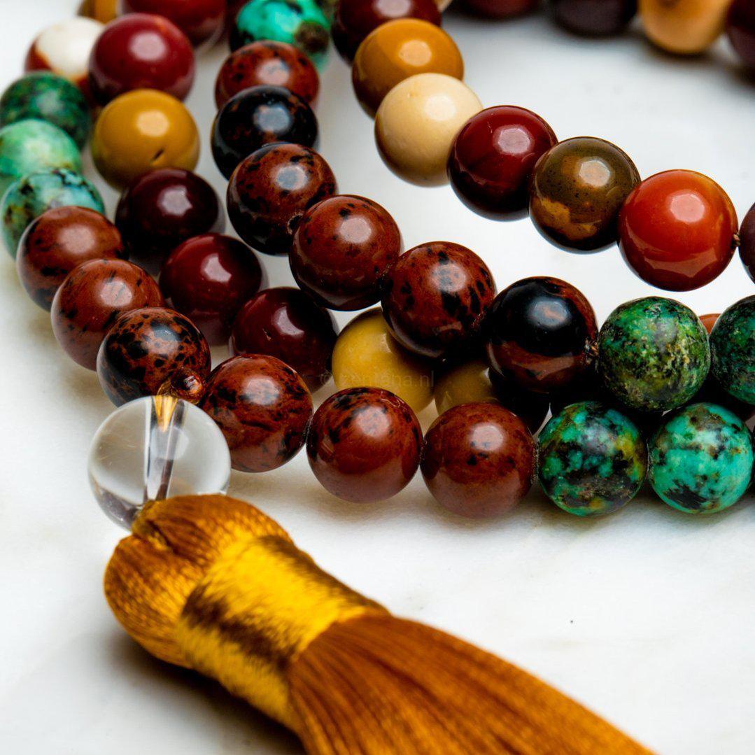 Tibetaanse Mala Handgemaakt - Ketting Verschillende Edelstenen - Mookaiet - Balans-Mala edelstenen-Zentana