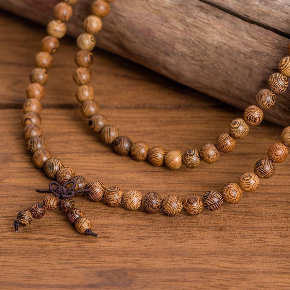 Tibetaanse Mala - Wengé-Hout - Ongelakt-Tibetaanse Mala-Zentana