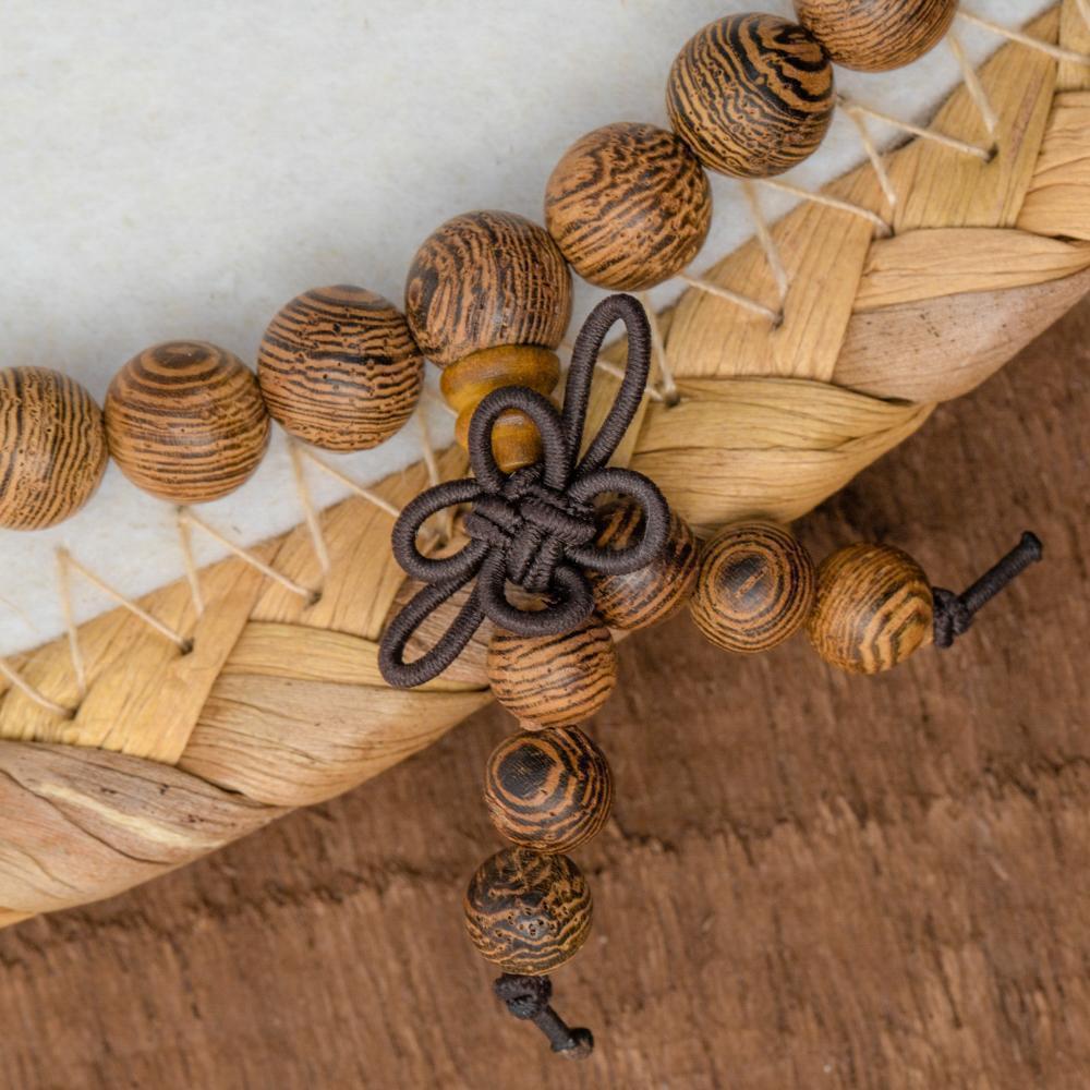 Tibetaanse Mala - Wengé-Hout - Ongelakt-Tibetaanse Mala-Zentana