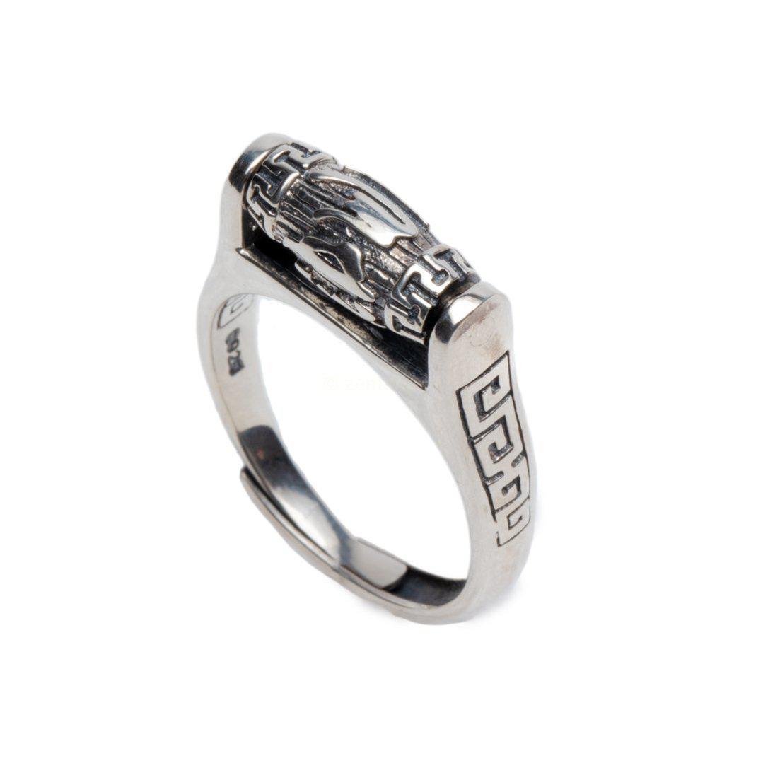 Tibetaanse Ring - 925 sterling zilver - Gebedswiel - Verstelbare Geluksring-Ring gebedswiel-Zentana
