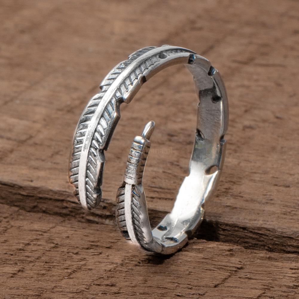 Veer Ring Antiek Zilver Retro - 925 Sterling Zilver - Vrijheid-Zilveren ring-Zentana