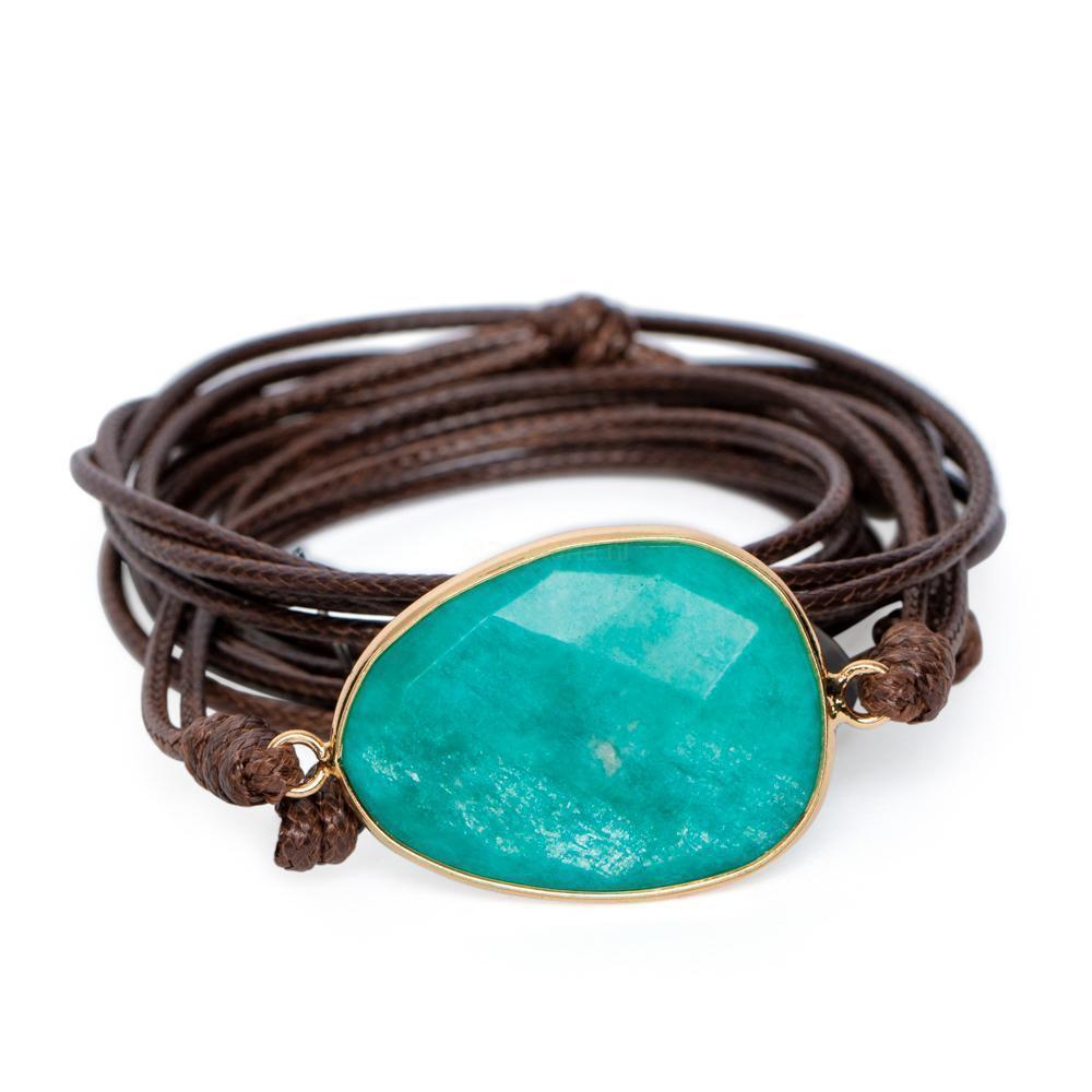 Wikkelarmband Amazoniet - Polygoon Geslepen - Balans & Rust-Wikkelarmband Amazoniet-Zentana