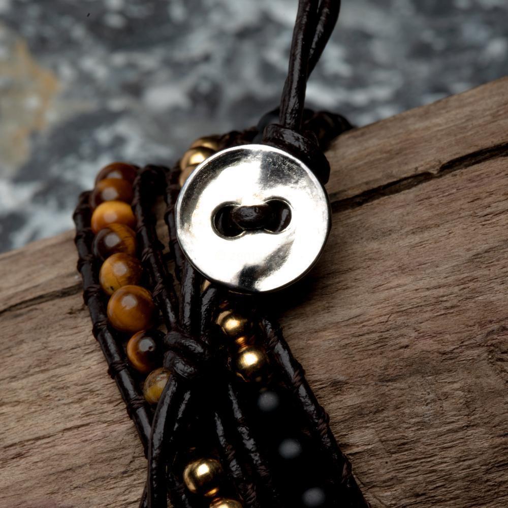 Wikkelarmband Balans - Tijgeroog & Frosted Agaat - Positiviteit-Wikkelarmband-Zentana