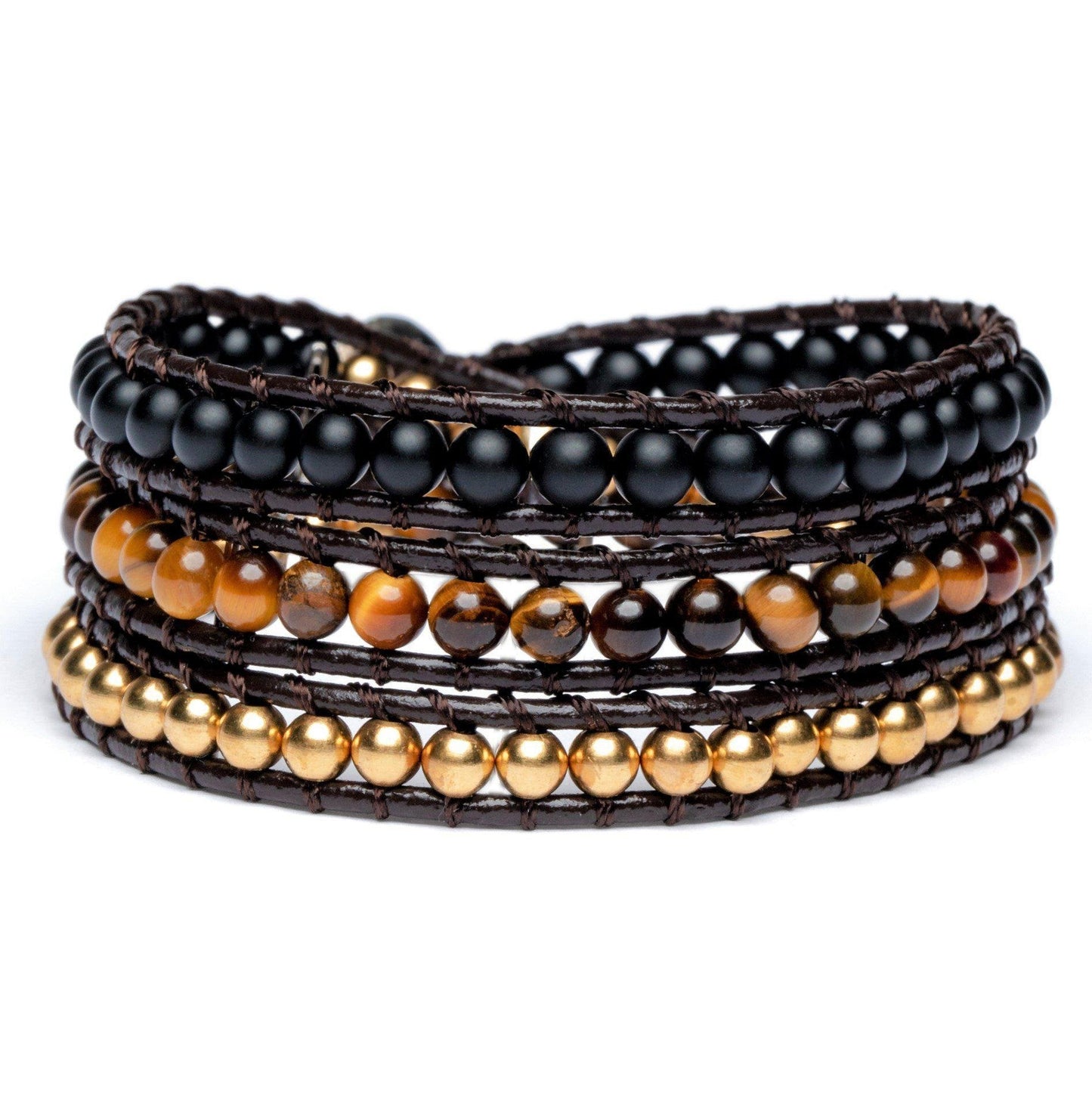 Wikkelarmband Balans - Tijgeroog & Frosted Agaat - Positiviteit-Wikkelarmband-Zentana
