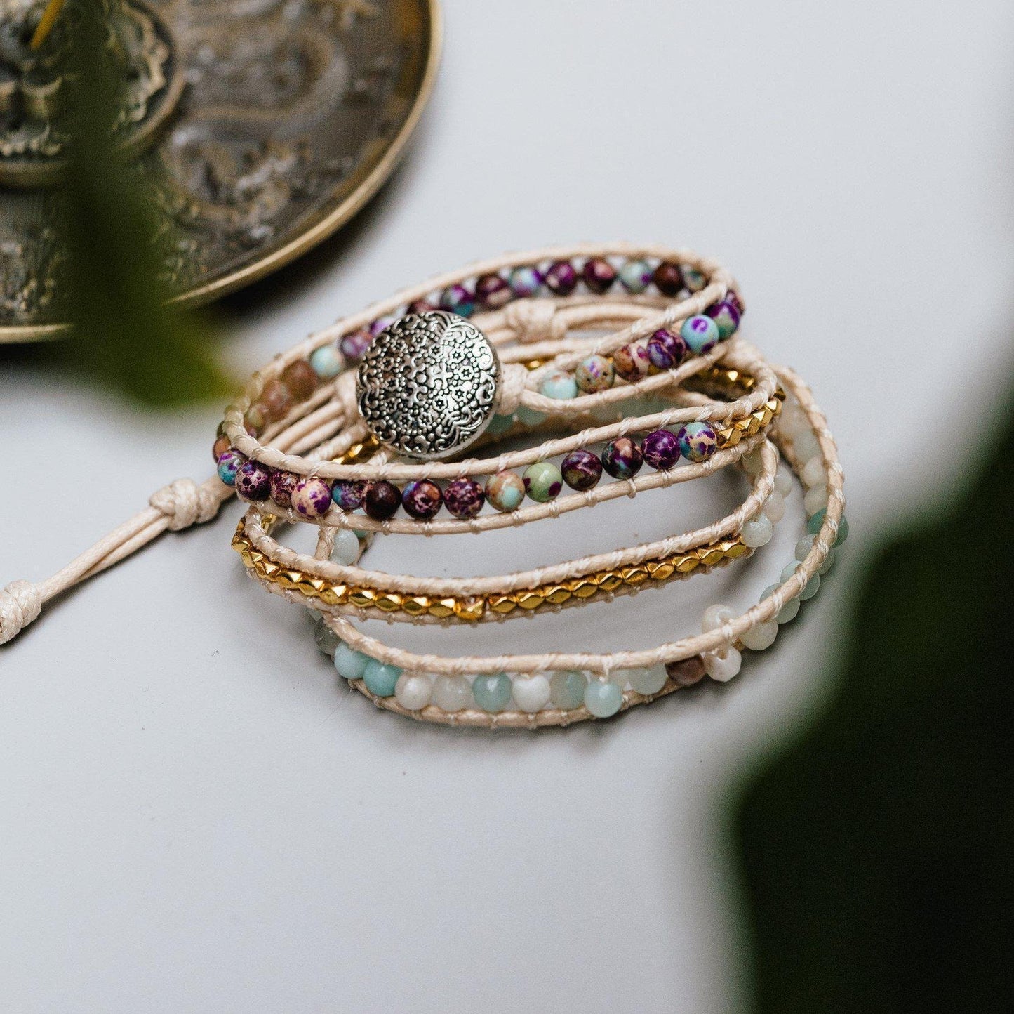 Wikkelarmband Bohemian - Imperial Jaspis & Amazoniet - Harmonie-Wikkelarmband imperial jaspis-Zentana
