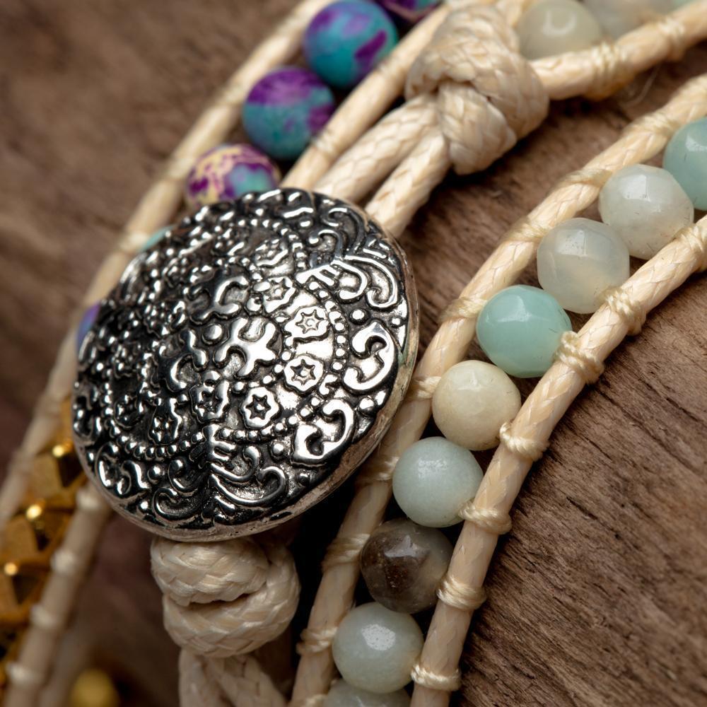 Wikkelarmband Bohemian - Imperial Jaspis & Amazoniet - Harmonie-Wikkelarmband imperial jaspis-Zentana