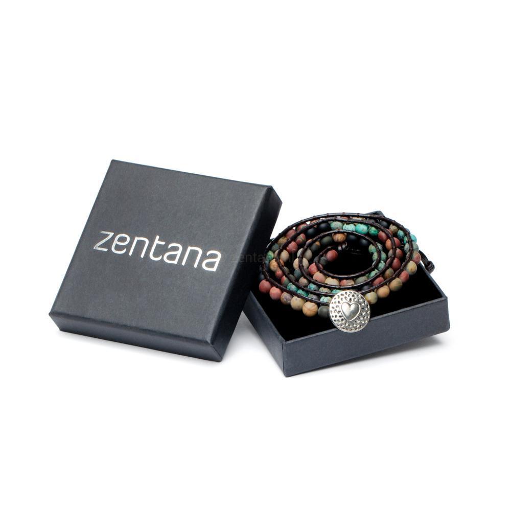 Wikkelarmband Bohemian - Leer & Jaspis - Liefde-Wikkelarmband-Zentana
