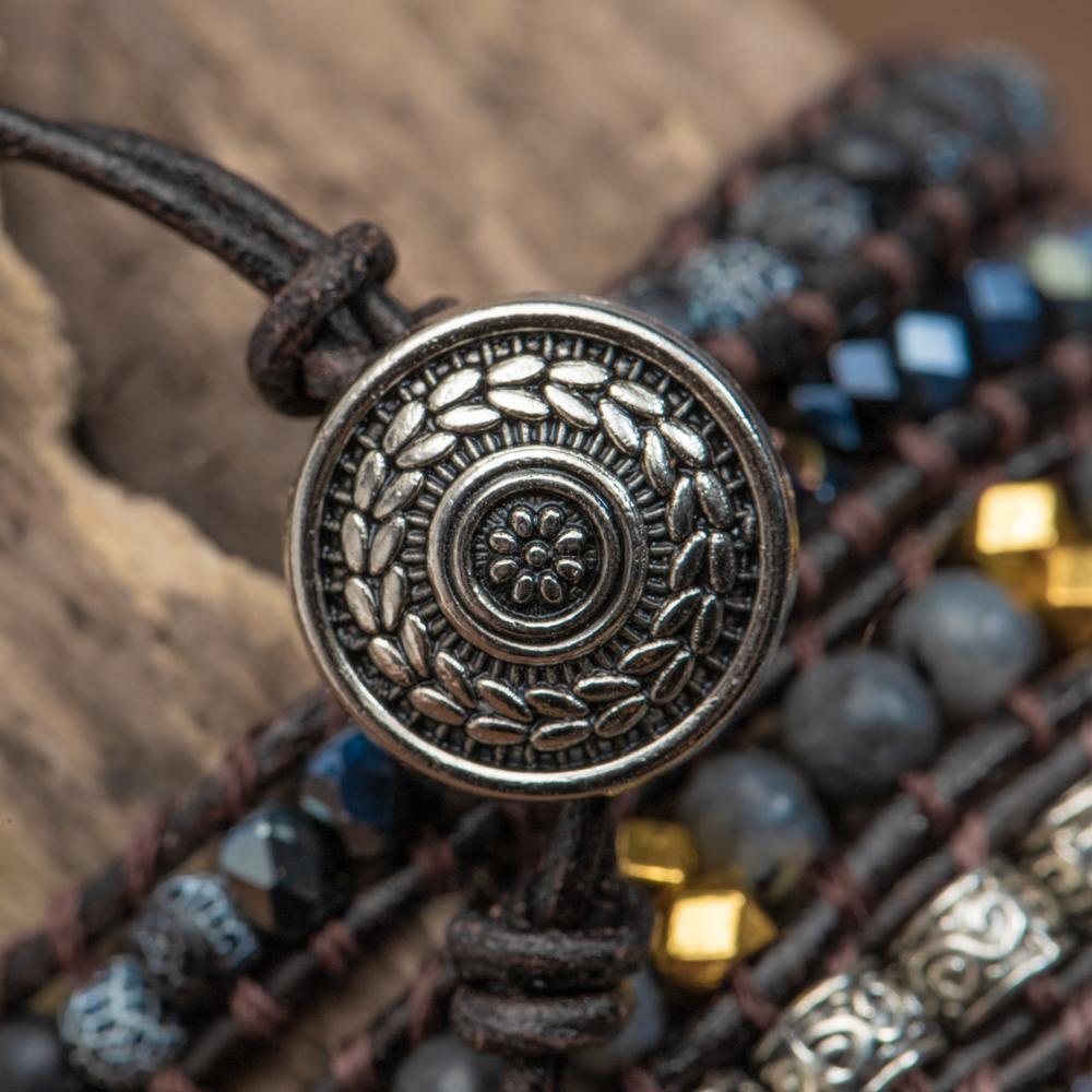Wikkelarmband Onyx & Frosted Agaat - Grof Geslepen - Focus-Onyx wikkelarmband-Zentana
