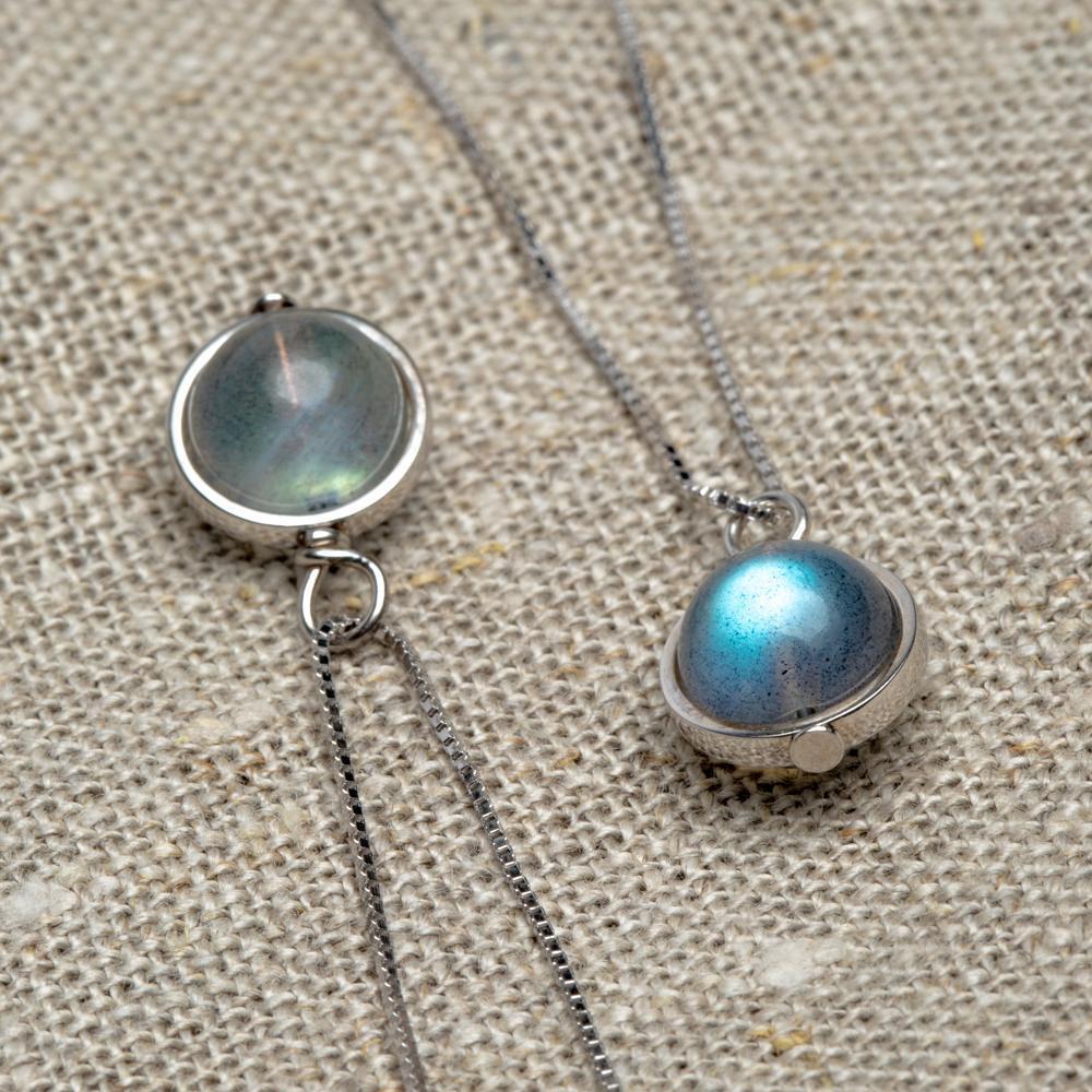 Zilveren Labradoriet Ketting - 925 Sterling Zilver - Rust-Labradoriet ketting-Zentana