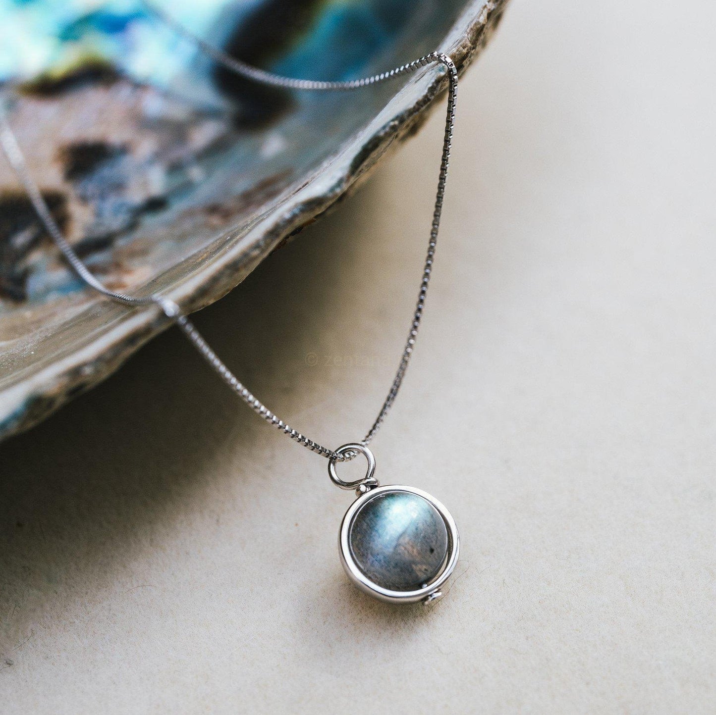 Zilveren Labradoriet Ketting - 925 Sterling Zilver - Rust-Labradoriet ketting-Zentana