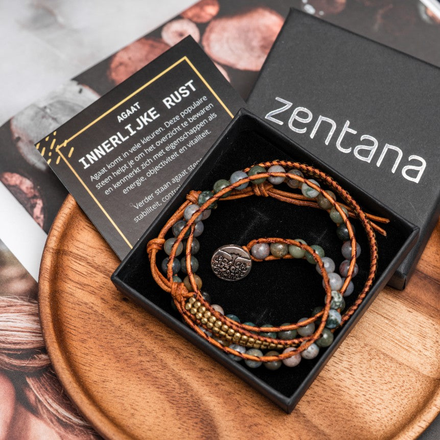 Wickelarmband Balance - Baum des Lebens - Indischer Achat - Lebensfreude