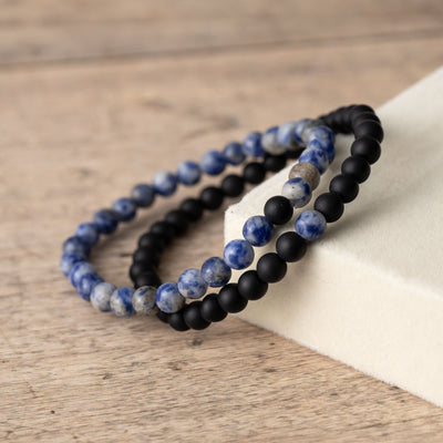 2er-Set – Freundschaftsarmbänder – Sodalith & Onyx – Armband-Set