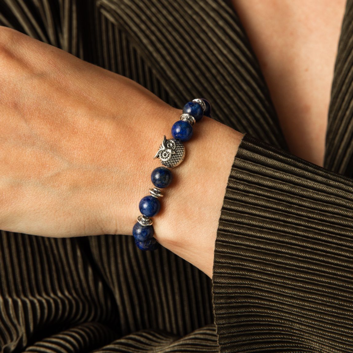 Balance-Armband Eule – Lapislazuli – Weisheit