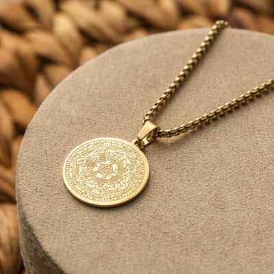 Halskette Aemeth Seal – 7 Erzengel John Dee – Edelstahl – Gold