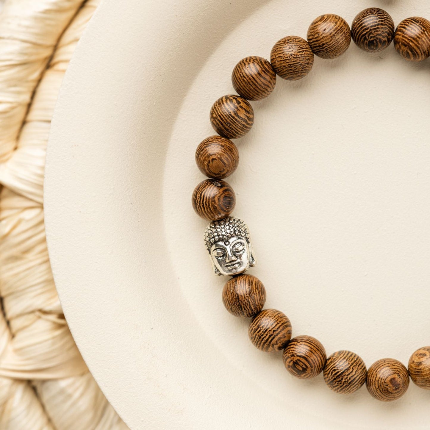 Buddha-Armband – Wengeholz & Buddha – verstellbar