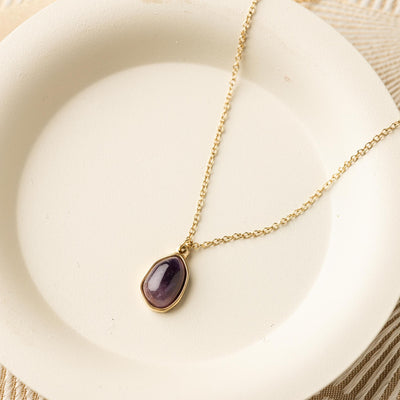 Amethyst-Halskette – 18 Karat vergoldet – Edelstein-Anhänger – Weisheit