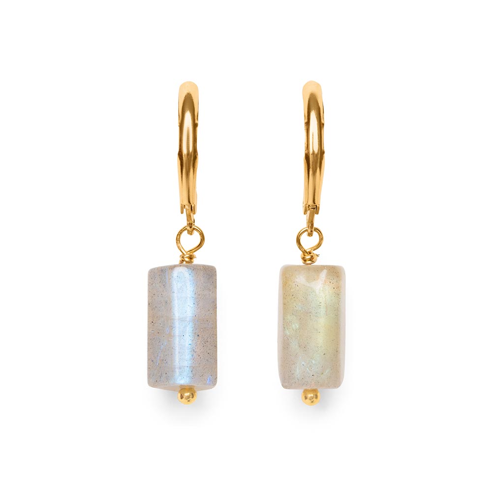 Labradorit Ohrringe – Edelstein Ohrringe – Edelstahl Gold – Schutz