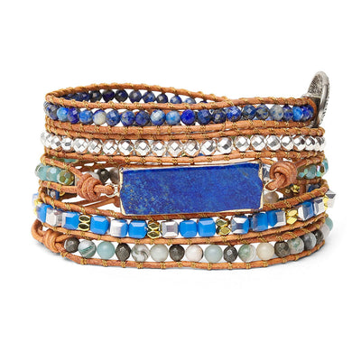 Lapis Lazuli Wickelarmband - Block - Verstellbar
