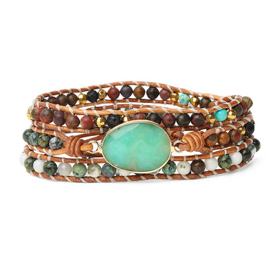 Chrysopras Wickelarmband - Australischer Jade - Verstellbar