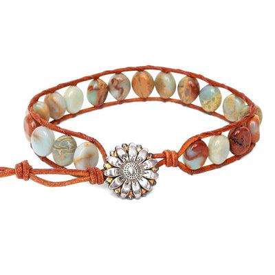 Aqua Terra Armband - Sonnenblume & Jaspis - Agalmatolith