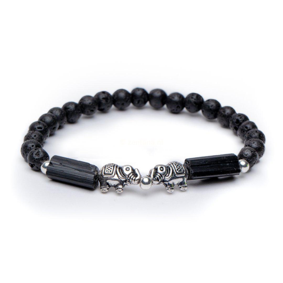 Balans Armband - Ruwe Toermalijn & Lavasteen - Olifant - Ambitie-Balans armband-Zentana