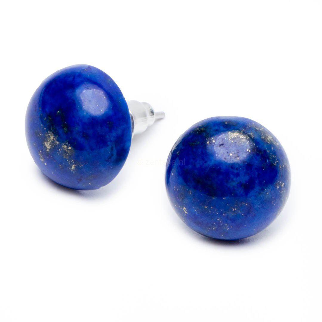 Oorknopjes Lapis Lazuli - Ronde Oorbellen - Oorstekers Edelsteen - Zelfvertrouwen-Oorknopjes lapis lazuli-Zentana