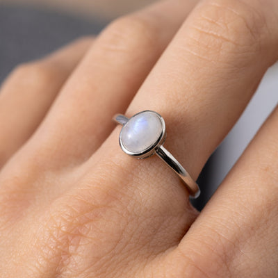 Mondsteinring – platiniert – verstellbar – Intuition