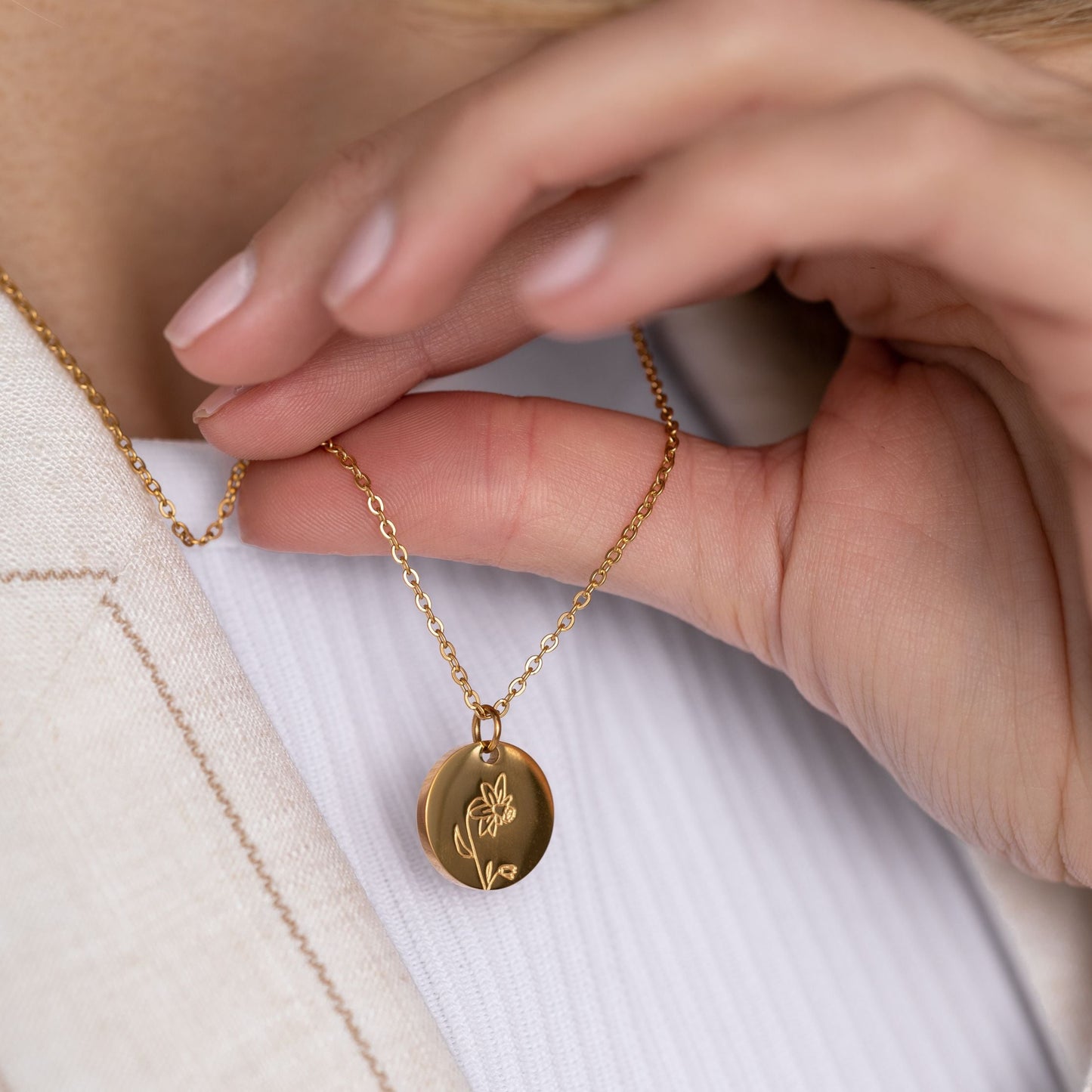Geburtsmonats-Halskette – Geburtsblume – persönliche Halskette – Gold