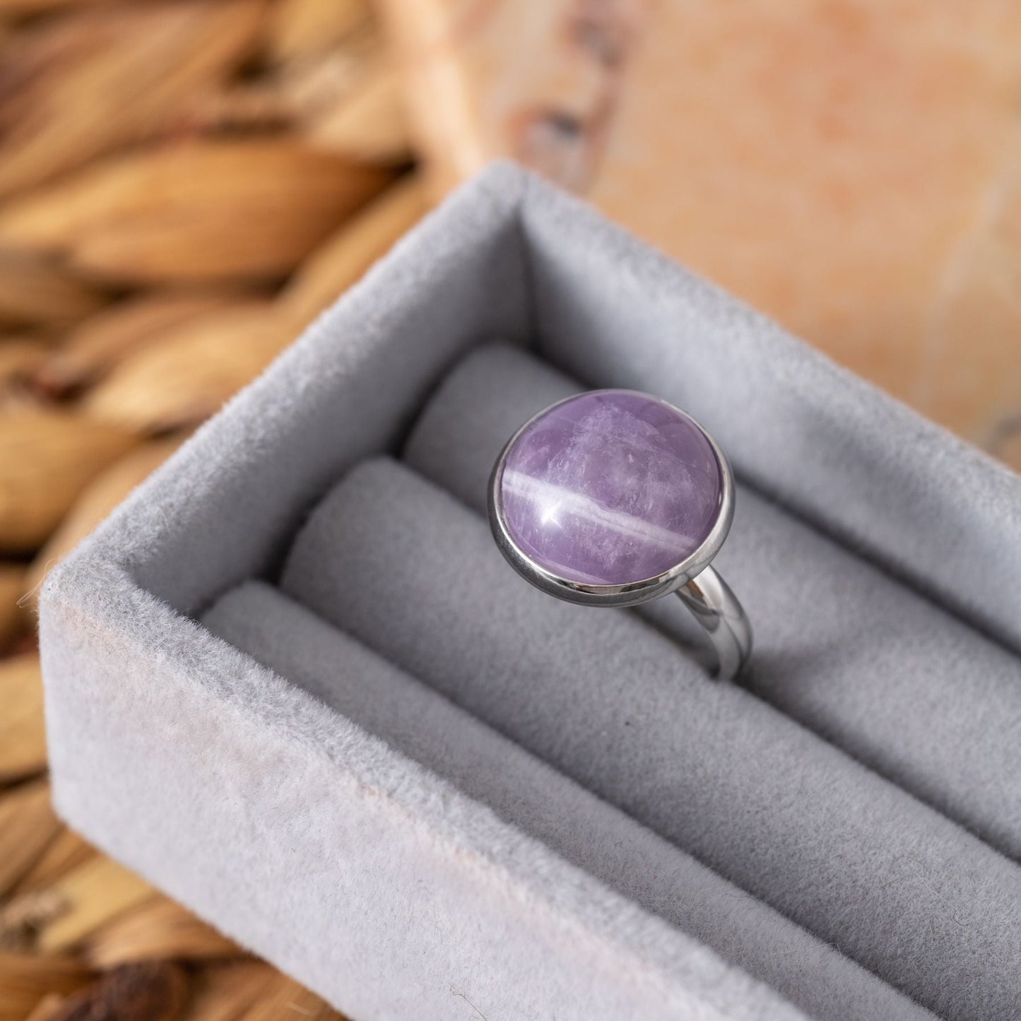 Amethyst-Edelsteinring – verstellbar – Weisheit