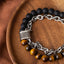 Balance-Armband – Tigerauge und Onyx – Edelstahl-Gliederarmband