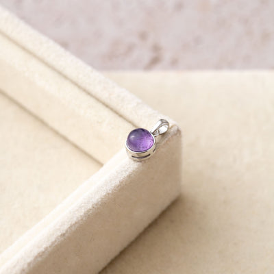 Amethyst-Halskettenanhänger – Rundschliff – 925er Sterlingsilber